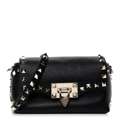Valentino Garavani Pebbled Calfskin Mini Rockstud Crossbody Bag Black 1 of 9