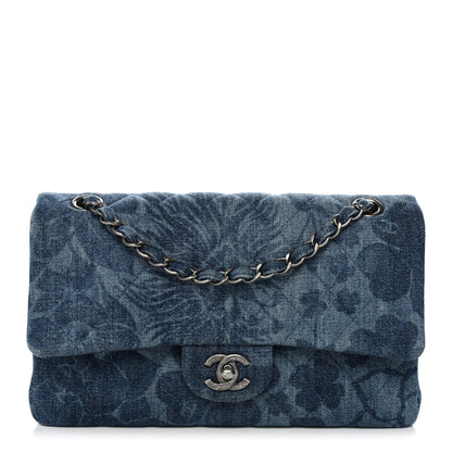Chanel Denim Quilted Medium Camellia Flap Blue 1 of 11