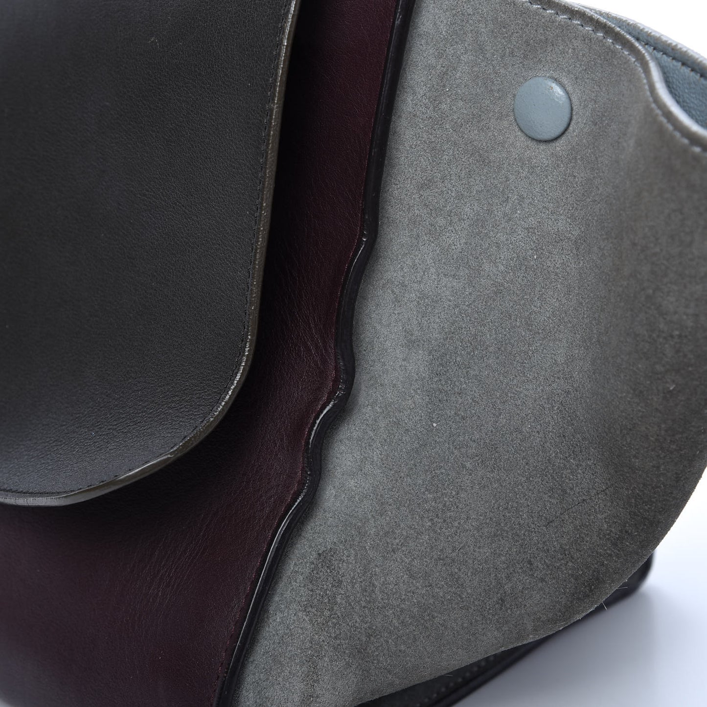 Smooth Calfskin Suede Medium Tri-Color Trapeze Dark Grey