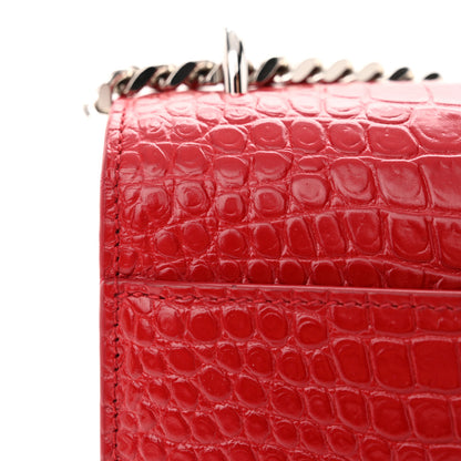 Saint Laurent Calfskin Crocodile Embossed Medium Monogram Sunset Rouge Eros 15 of 15