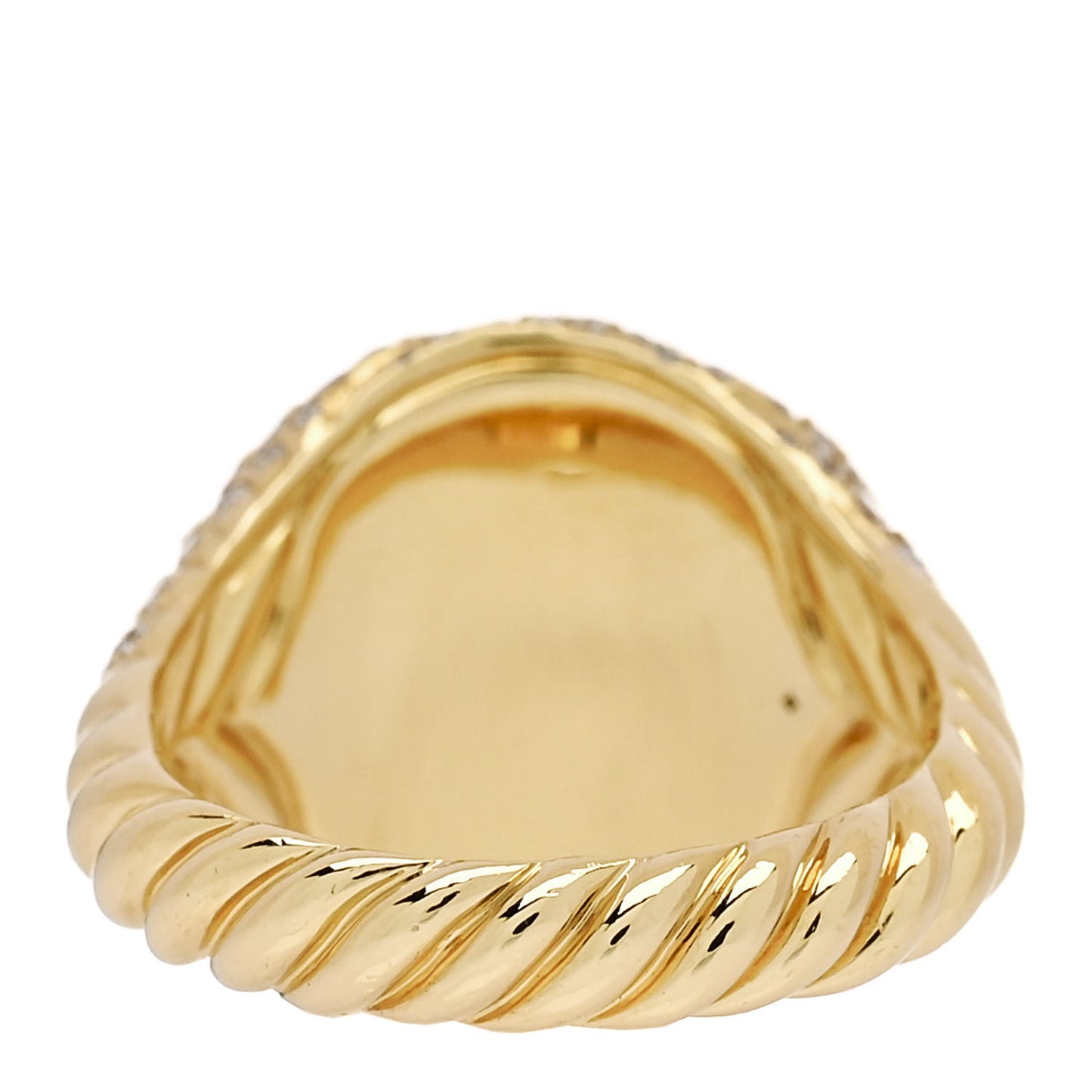 18K Yellow Gold Diamond Sculpted Cable Pinky Ring 44 3