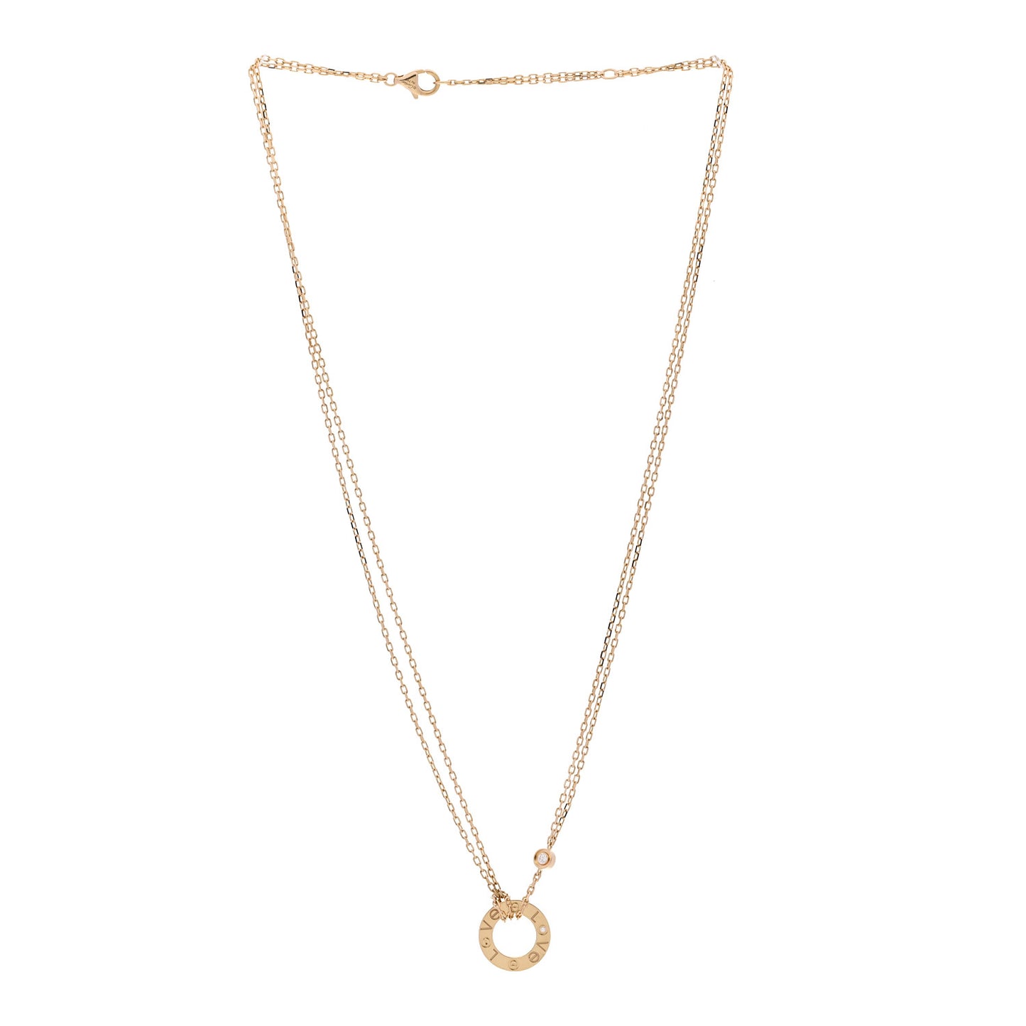 18K Yellow Gold 2 Diamond LOVE Necklace