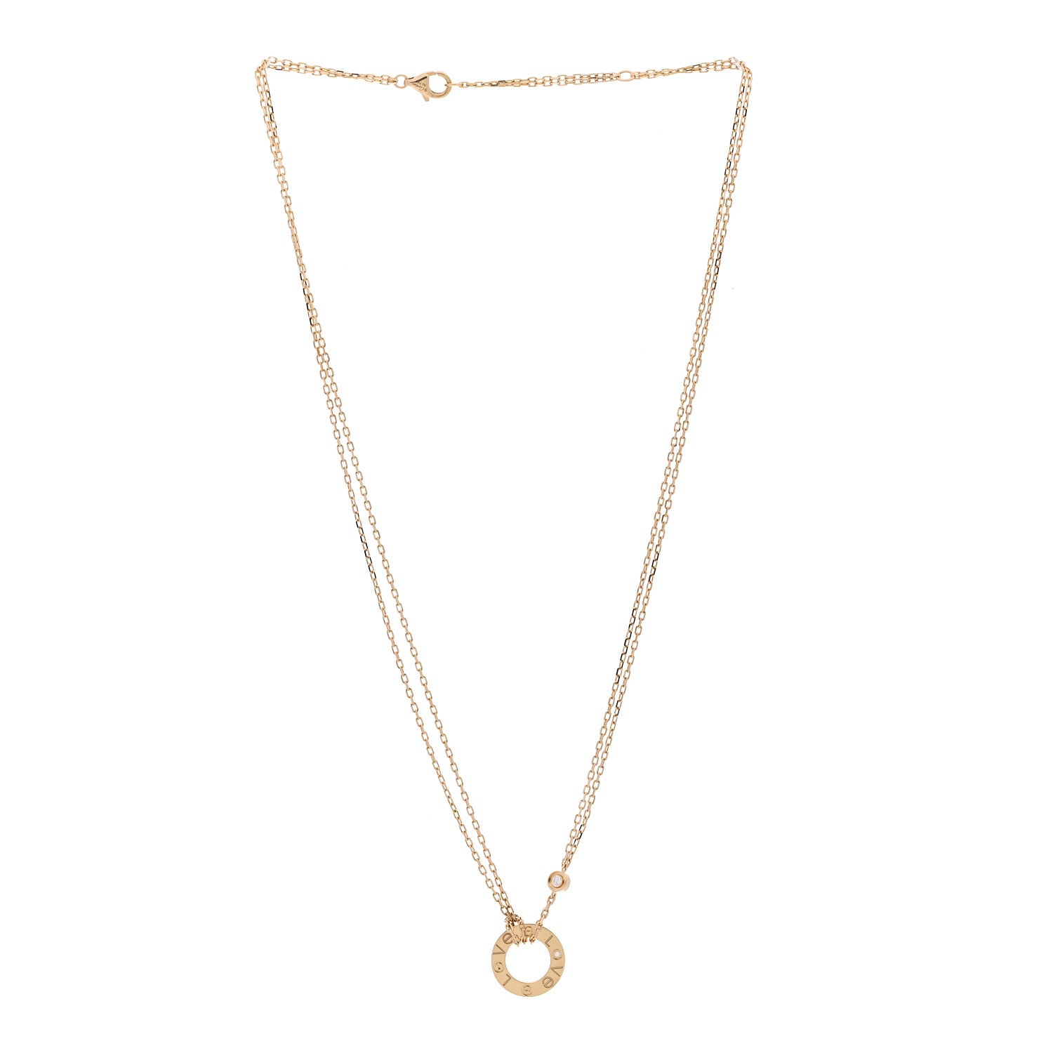 Cartier 18K Yellow Gold 2 Diamond LOVE Necklace 3 of 6