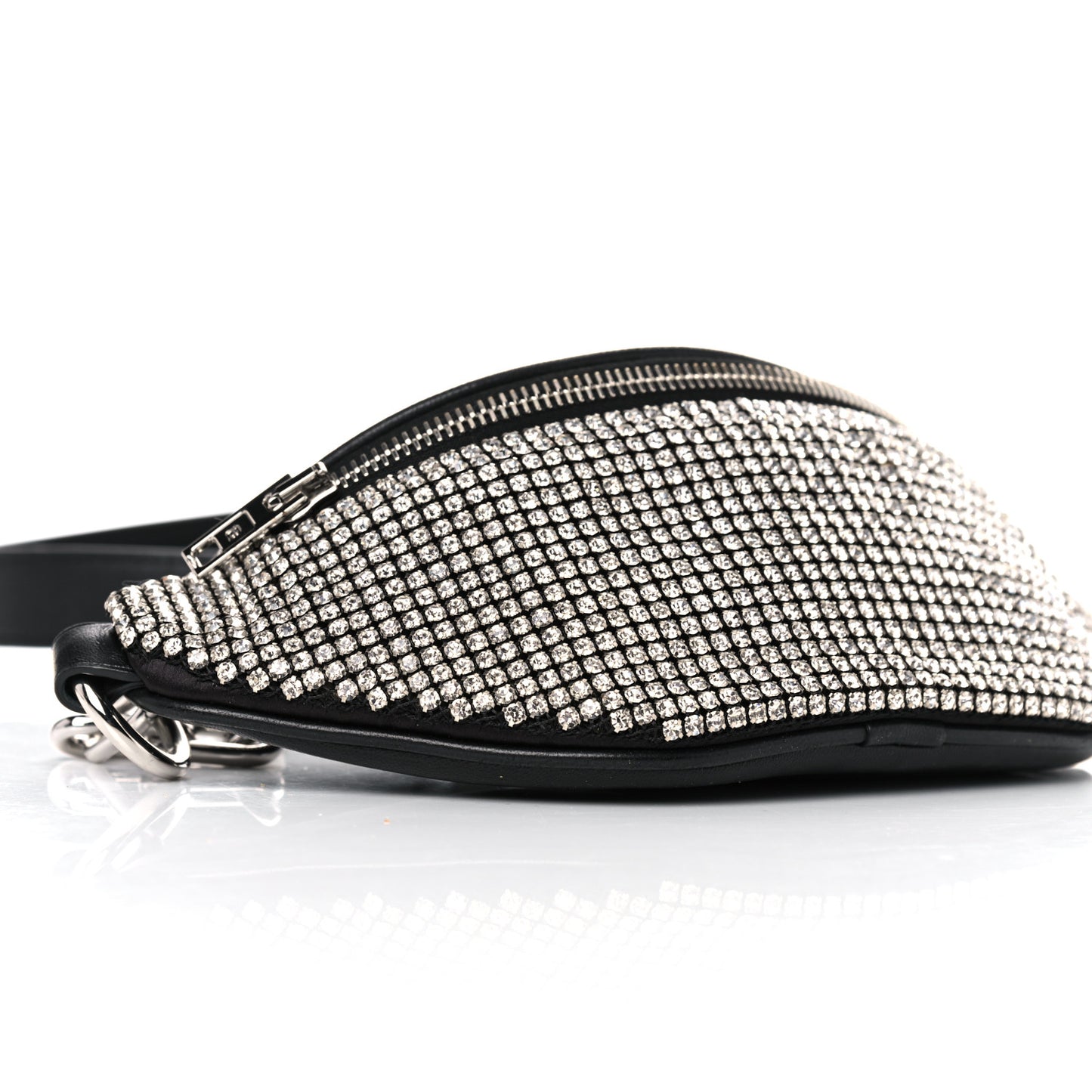 Rhinestone Mesh Mini Attica Belt Bag Black