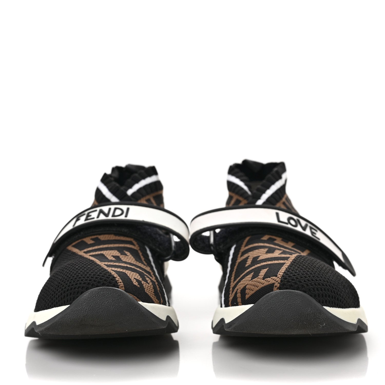 Fendi Stretch Yarn FF Stiff Band Rockoko Sneakers 39 Black White Tobacco 2 of 9