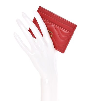 Gucci Calfskin Matelasse GG Marmont Card Holder Hibiscus Red 2 of 9