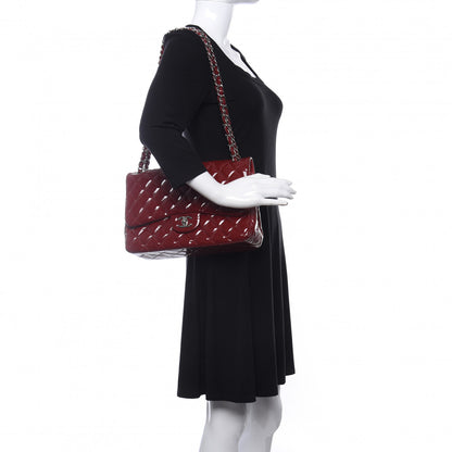 Chanel Patent Quilted Jumbo Double Flap Dark Red 2 of 20