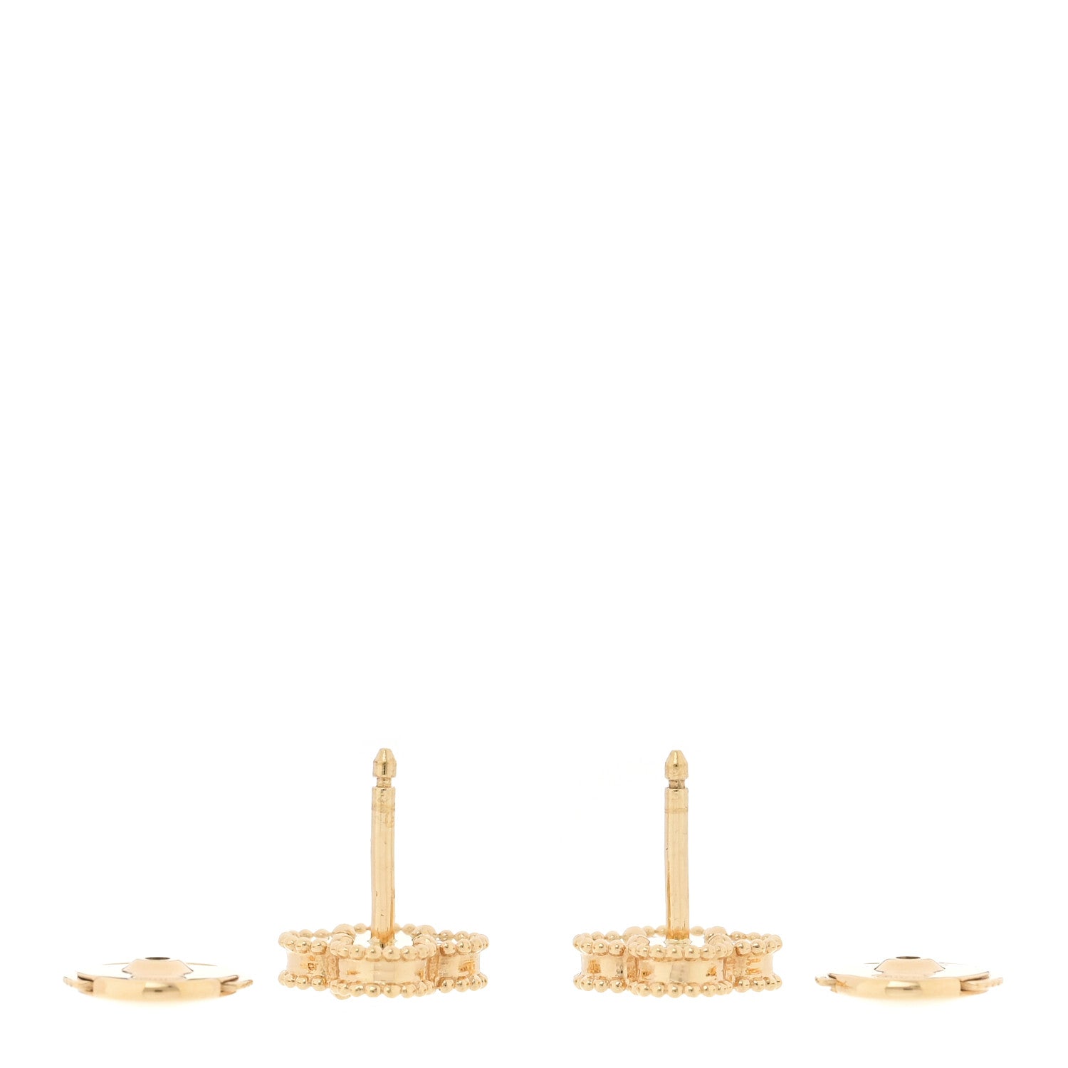 Van Cleef & Arpels 18K Yellow Gold Mother of Pearl Sweet Alhambra Earrings 3 of 5