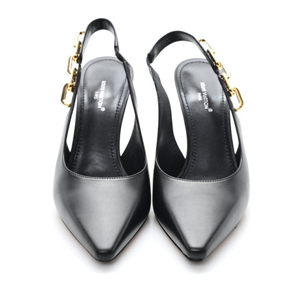 Louis Vuitton Calfskin Sparkle Slingback Pumps 37 Black 3 of 9
