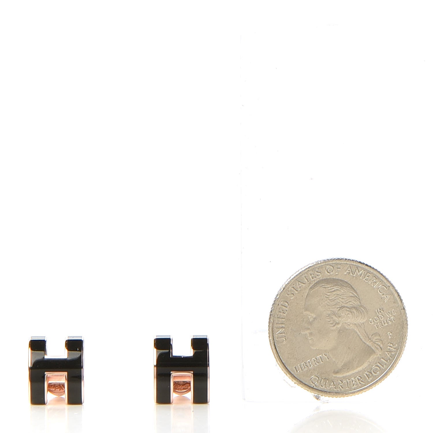 Hermes Rose Gold Lacquered Pop H Earrings Black 2 of 5