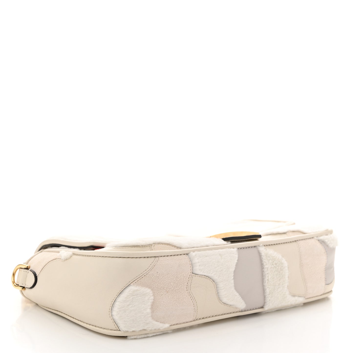 Mink Fur Nappa Faces Baguette Multicolor Bianco Carta