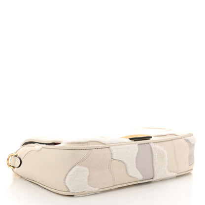 Fendi Mink Fur Nappa Faces Baguette Multicolor Bianco Carta 4 of 10