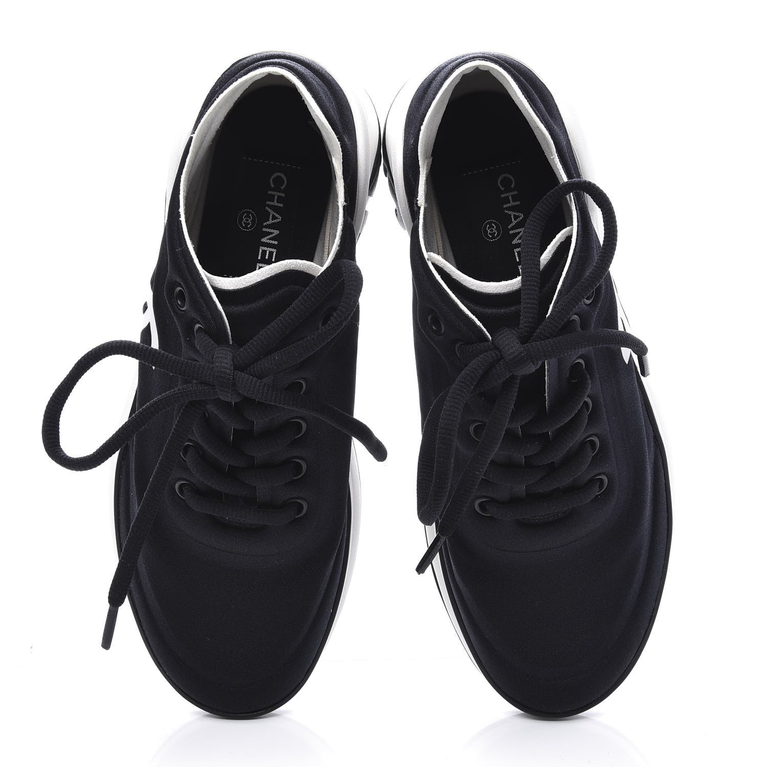 Chanel Lycra Womens CC Sneakers 36.5 Black 5 of 10