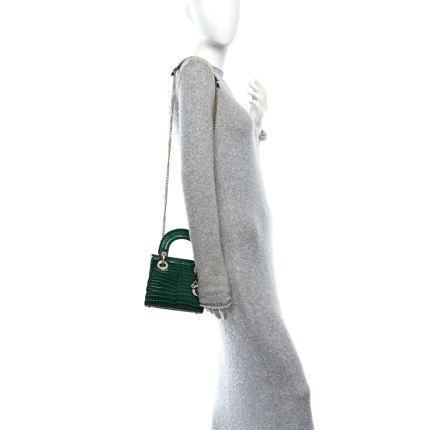 Christian Dior Crocodile Crystal Mini Lady Dior Green 2 of 10