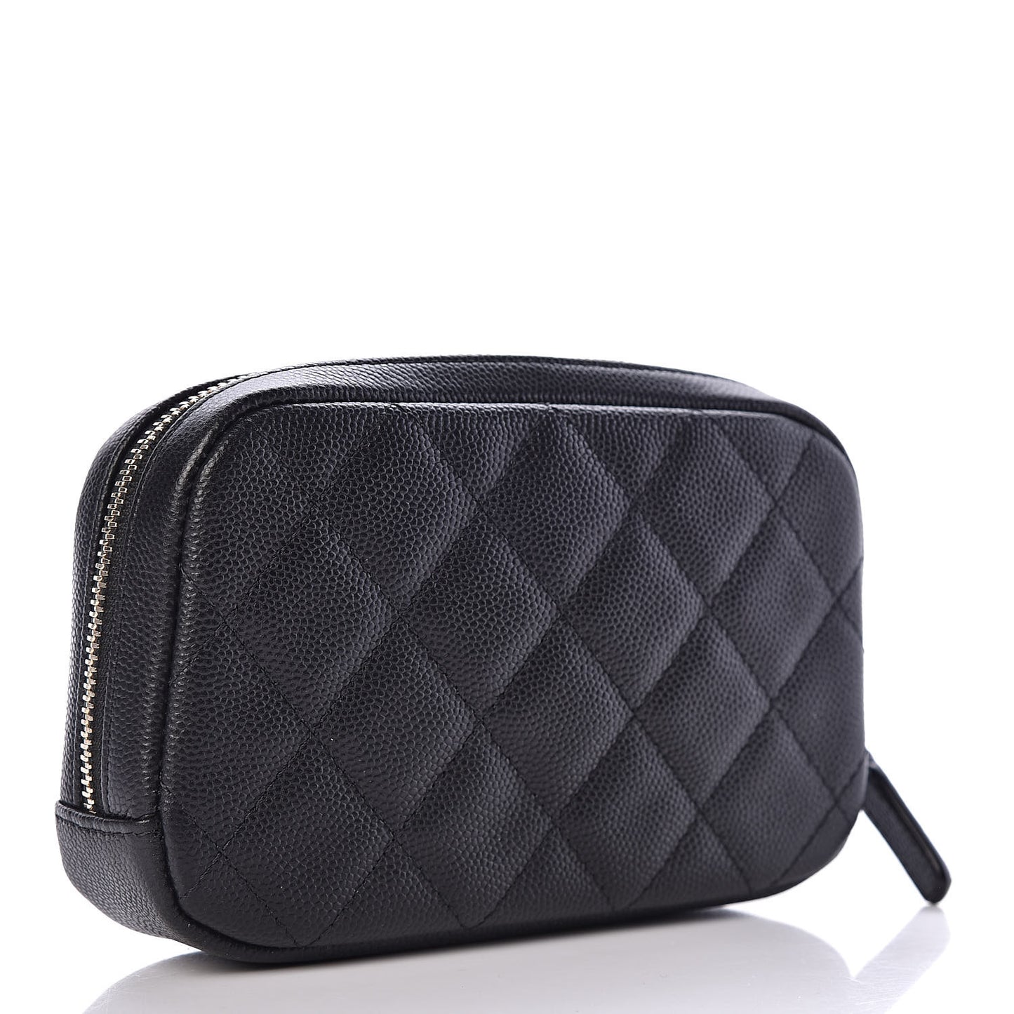 Caviar Quilted Small Curvy Pouch Cosmetic Case Black