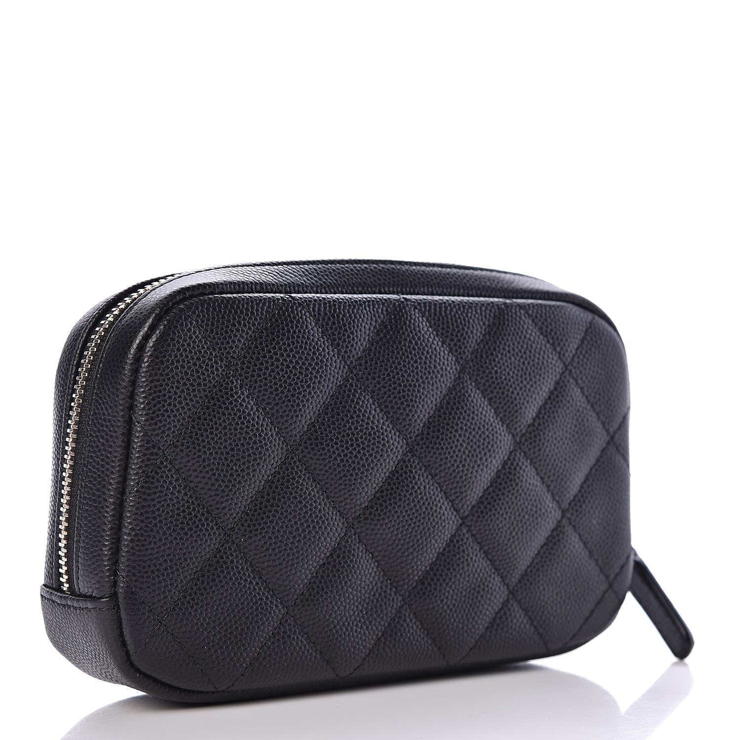 Chanel Caviar Quilted Small Curvy Pouch Cosmetic Case Black 3 of 8