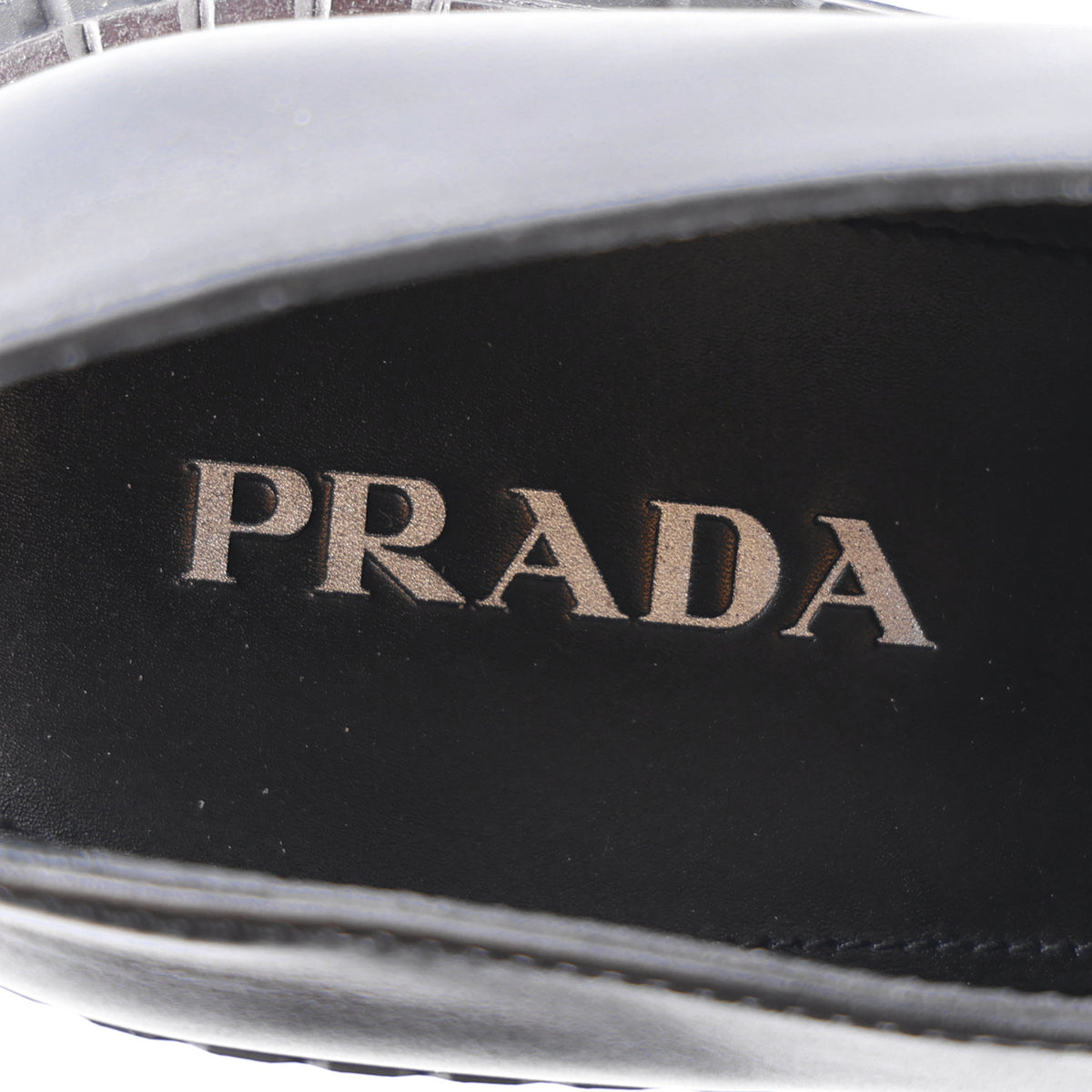 Prada Spazzolato Metal Triangle Logo Mens 35mm Loafers 9 Black 7 of 11