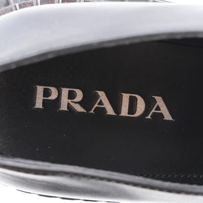 Prada Spazzolato Metal Triangle Logo Mens 35mm Loafers 9 Black 7 of 11