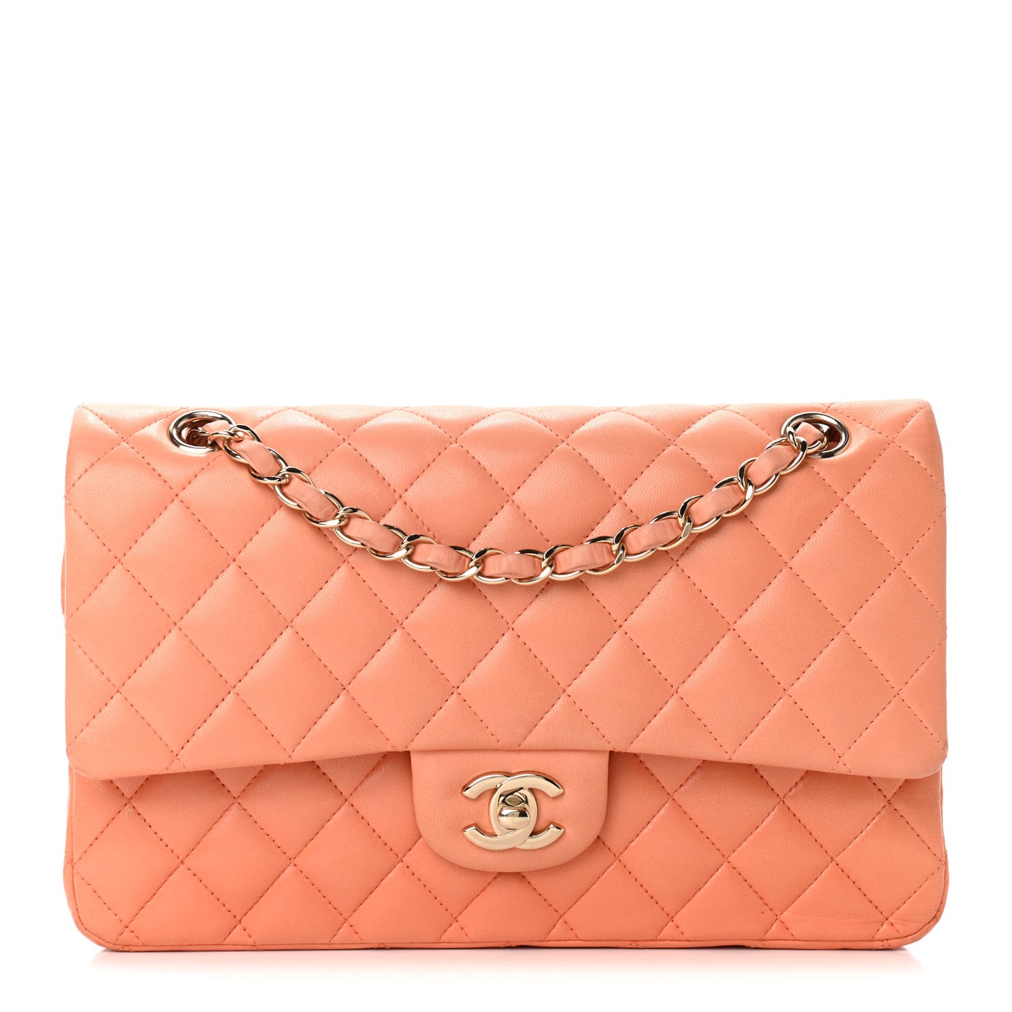 Lambskin Quilted Medium Double Flap Pink