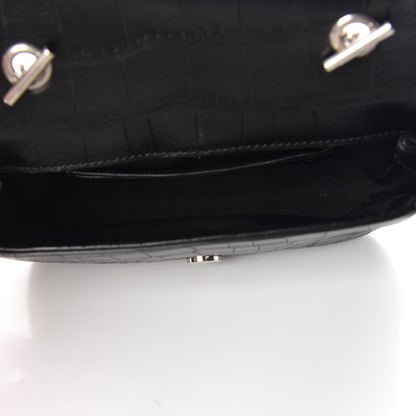 Saint Laurent Calfskin Crocodile Embossed Baby Monogram Classic Chain Bag Black 7 of 9