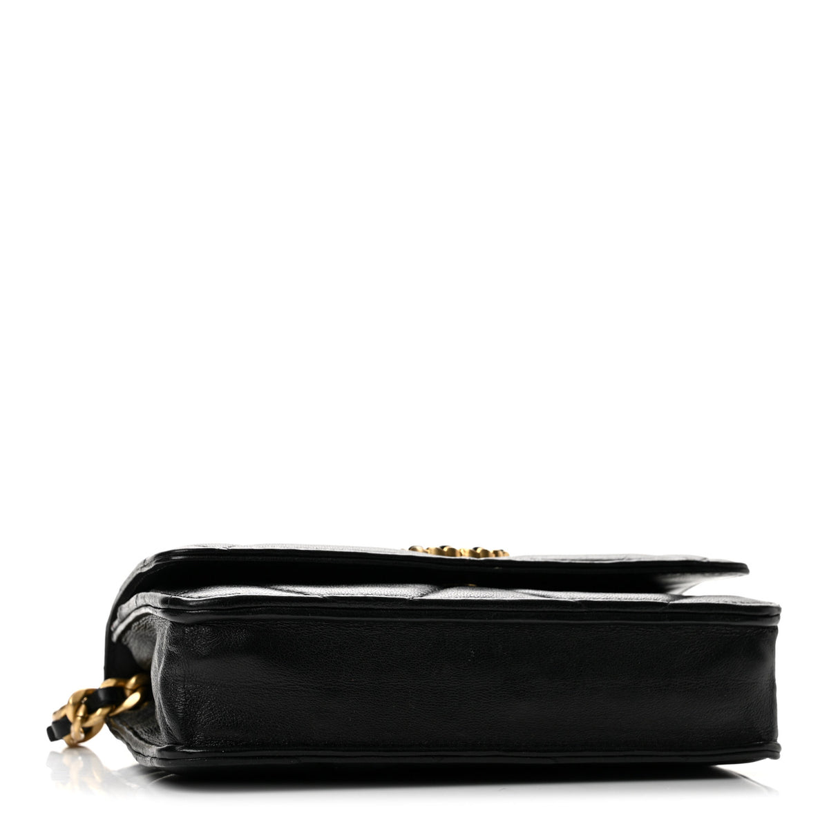 Lambskin Quilted Chanel 19 Wallet On Chain WOC Black