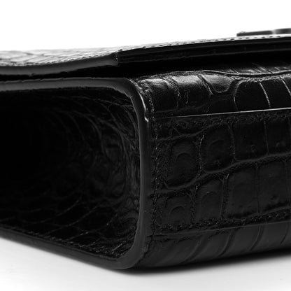 Saint Laurent Calfskin Crocodile Embossed Medium Classic Monogram Kate Tassel Satchel Black 10 of 11