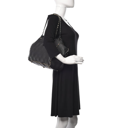 Valentino Garavani Pebbled Calfskin Medium Rockstud Tote Black 2 of 14