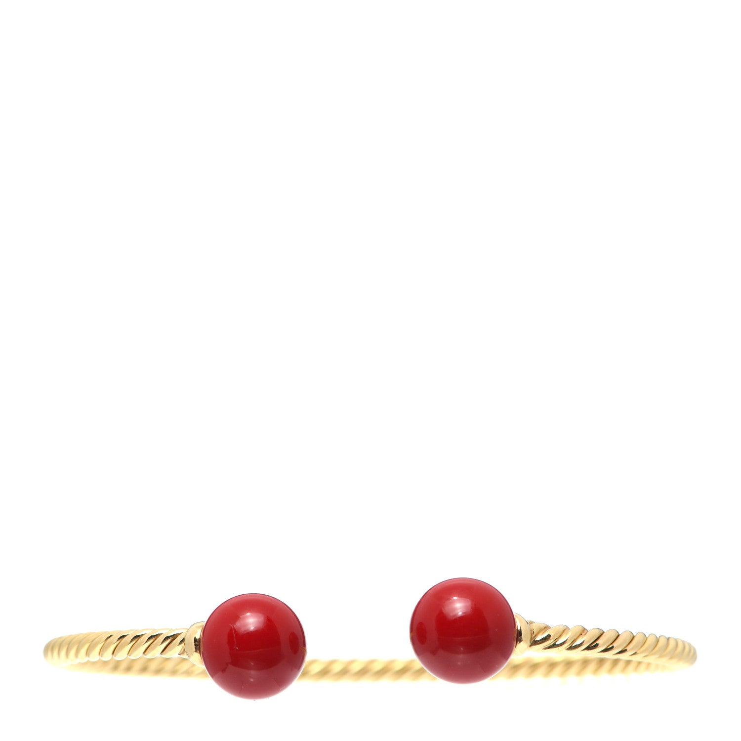 David Yurman 18K Yellow Gold Enamel 6mm Solari Bracelet Red 1 of 4