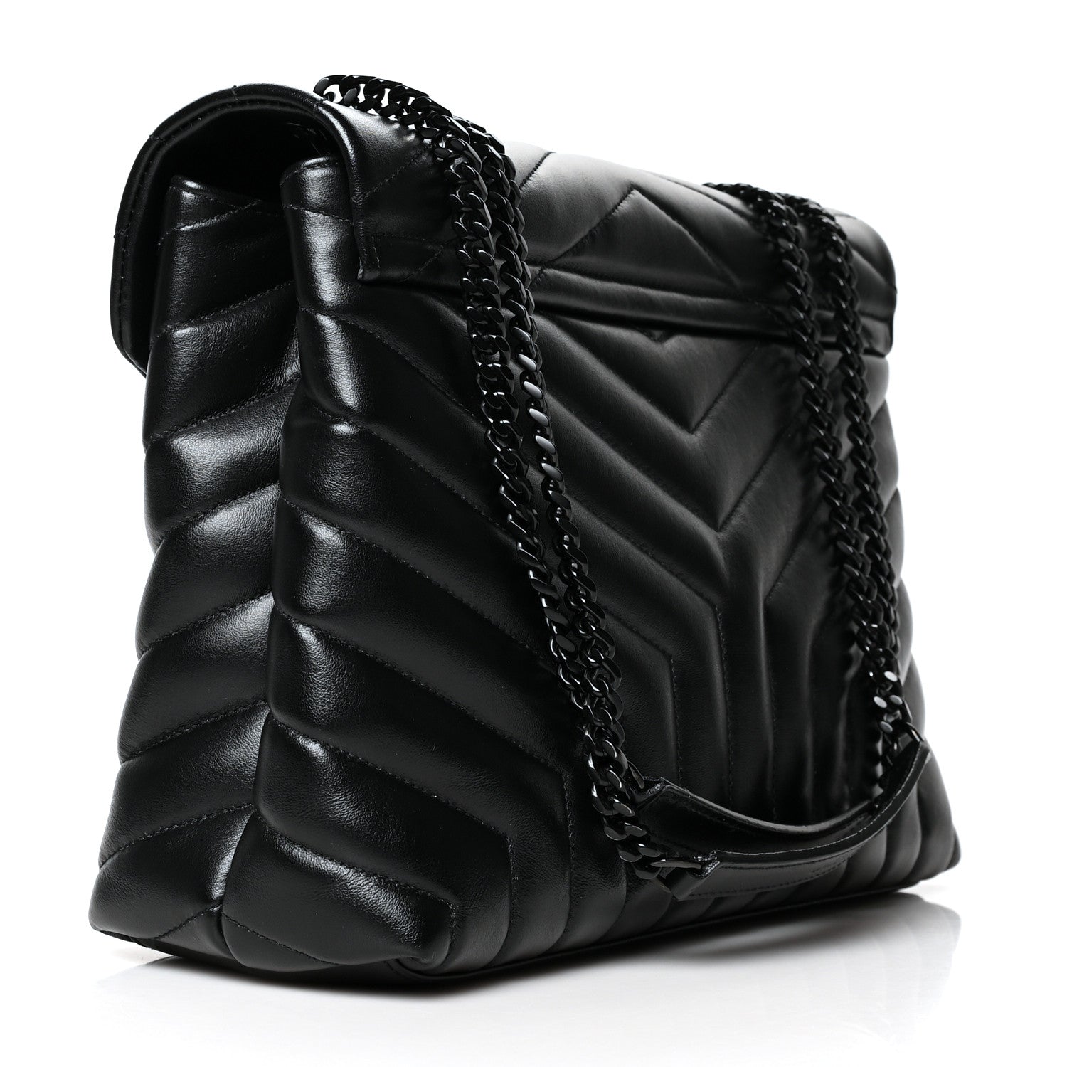 Saint Laurent Calfskin Y Quilted Monogram Medium Loulou Chain Satchel Black 3 of 11