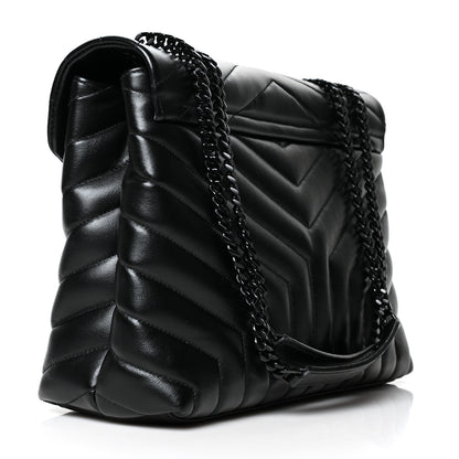 Saint Laurent Calfskin Y Quilted Monogram Medium Loulou Chain Satchel Black 3 of 11