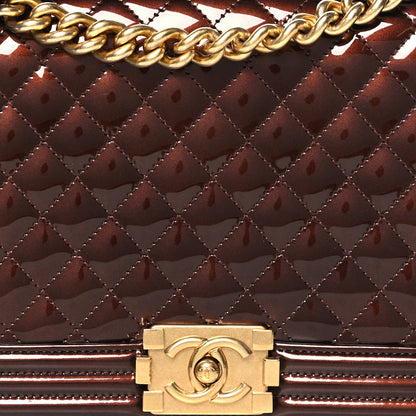 Chanel Patent Calfskin New Medium Boy Flap Dark Red 8 of 11