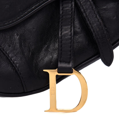 Christian Dior Ostrich Saddle Belt Bag Black 10 of 13