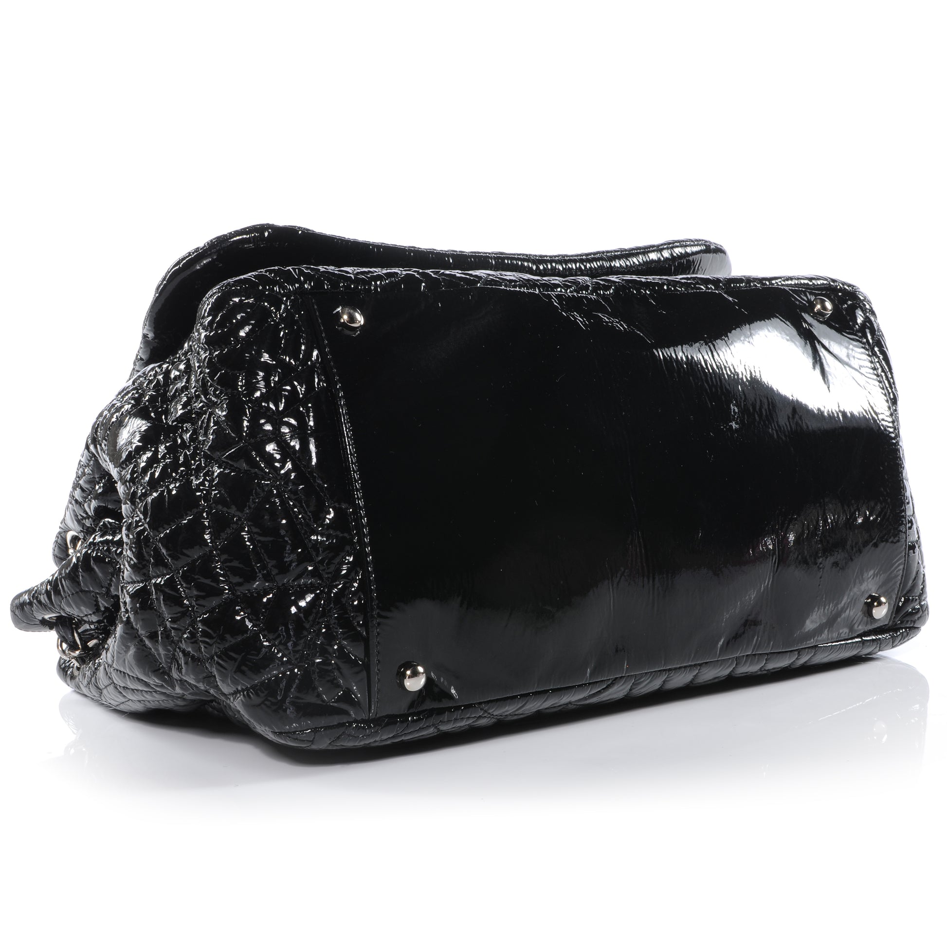Chanel Vinyl Graphic Edge Accordion Flap Bag Black 4 of 8