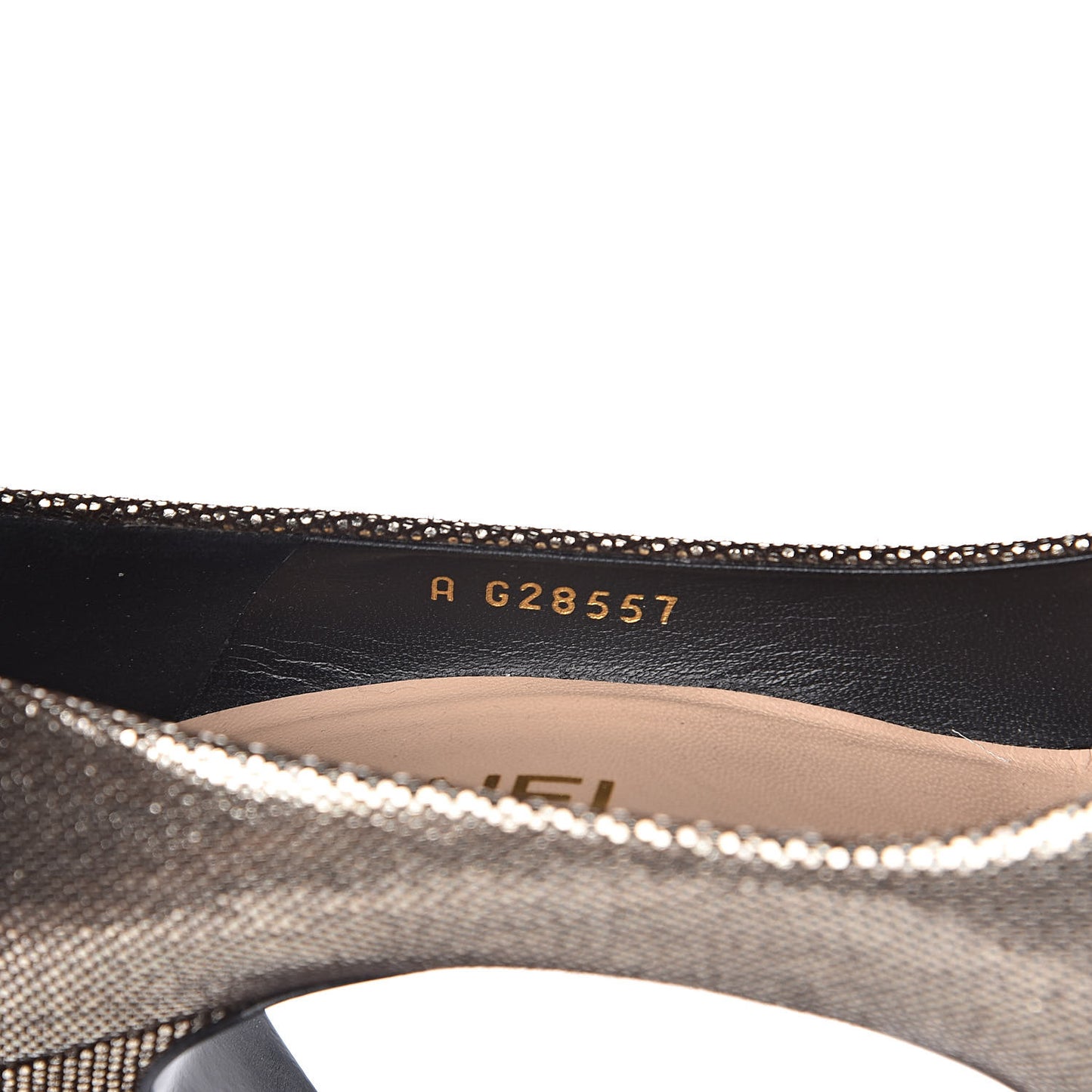 Metallic Fabric CC Cap Toe Pumps 38 Silver Black