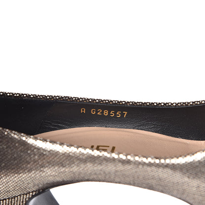 Chanel Metallic Fabric CC Cap Toe Pumps 38 Silver Black 8 of 8
