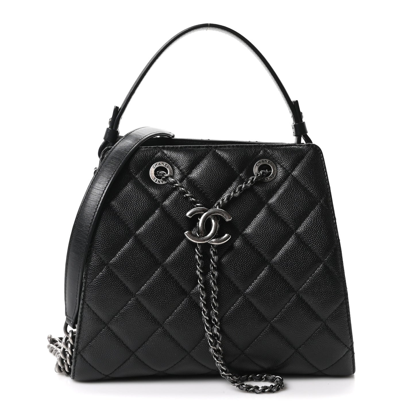 Caviar Quilted Small CC Bucket Bag Black