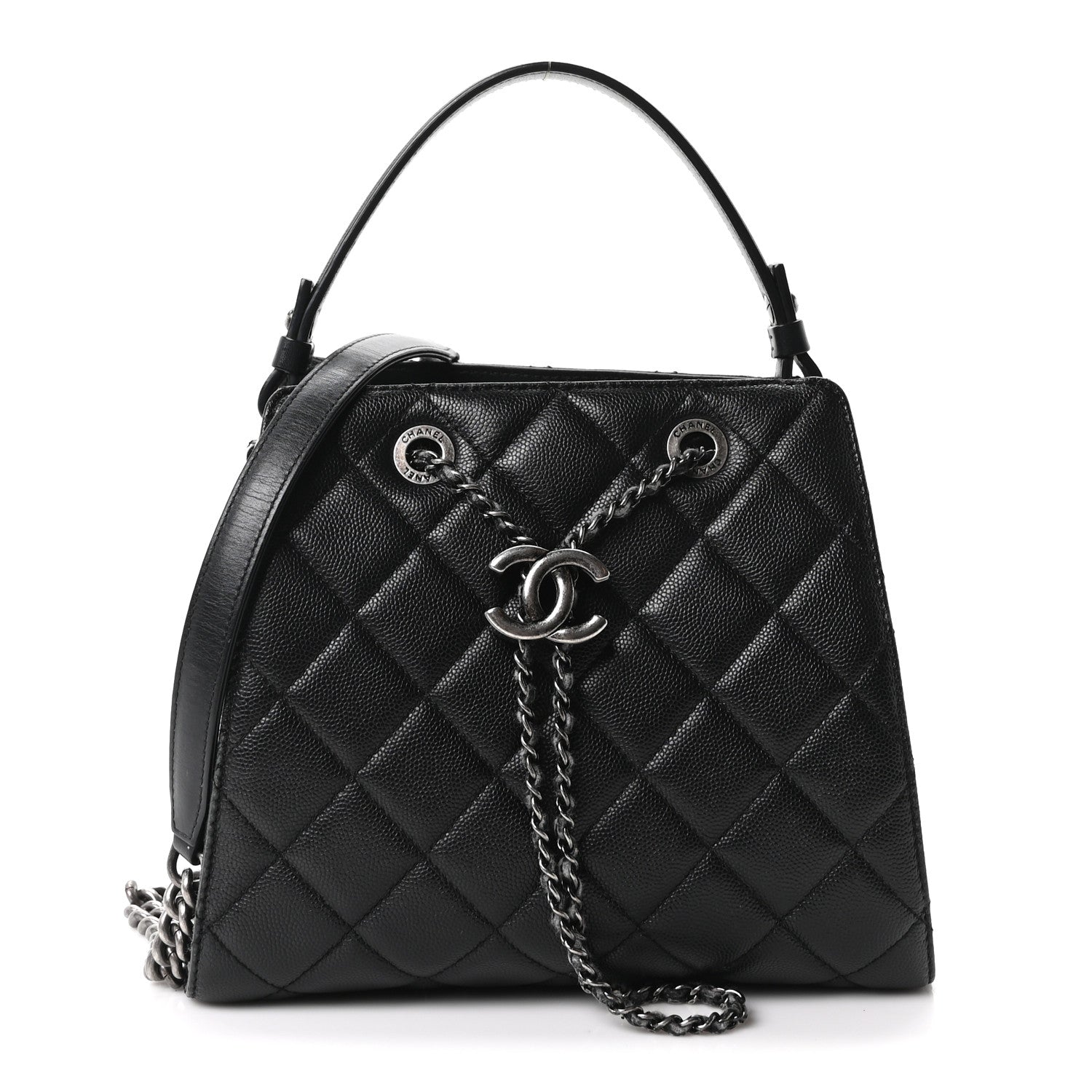 Chanel Caviar Quilted Small CC Bucket Bag Black 1 of 10
