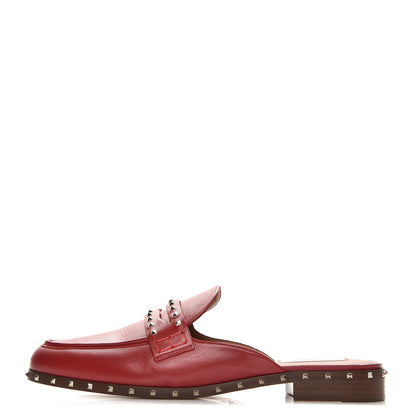 Valentino Garavani Lambskin Soul Rockstud Flat Mules 39 Red 1 of 8