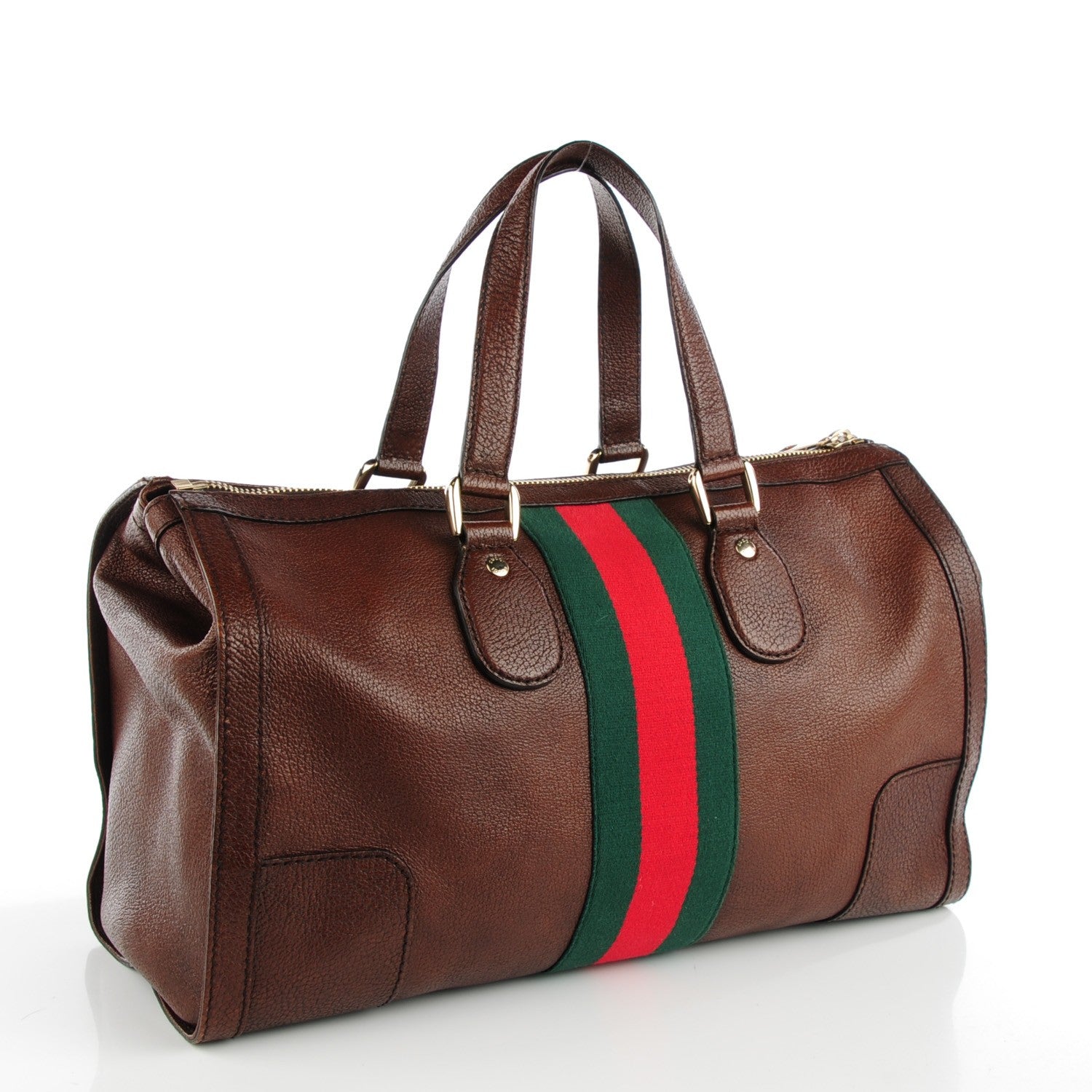 Gucci Calfskin Medium Web Seventies Tote Brown 3 of 7