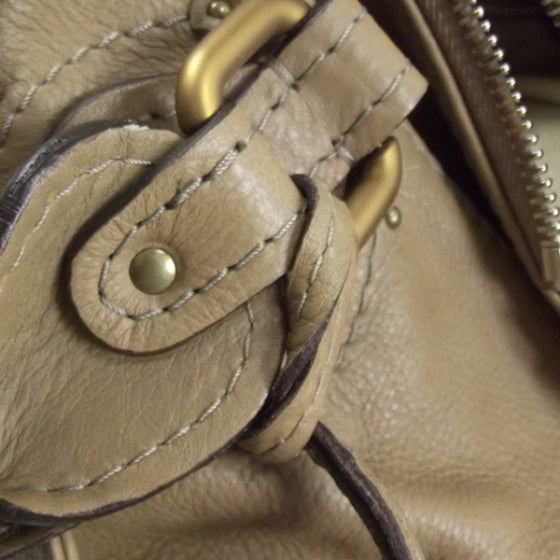 Leather Paddington Large Tote Taupe