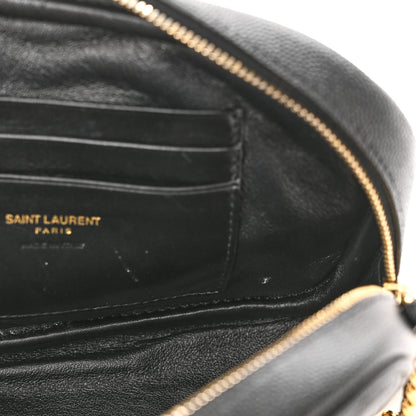 Saint Laurent Grain De Poudre Matelasse Monogram Mini Lou Camera Bag Black 10 of 11