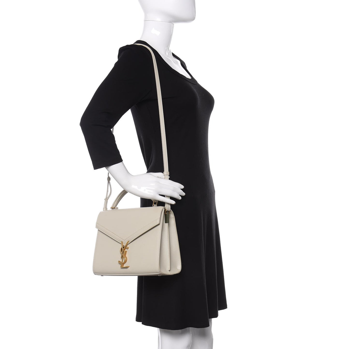 Grain de Poudre Medium Classic Monogram Cassandra Top Handle Crema Soft Rouge Legion