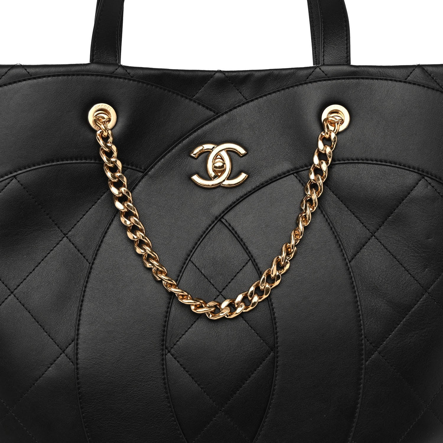 Chanel Calfskin Stitched CC Shopper Tote Black 8 of 12