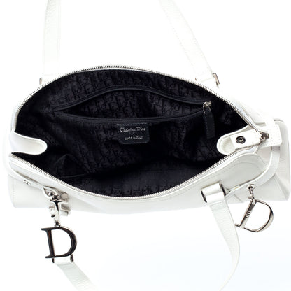 Christian Dior Leather Logo Charms Boston White 8 of 9