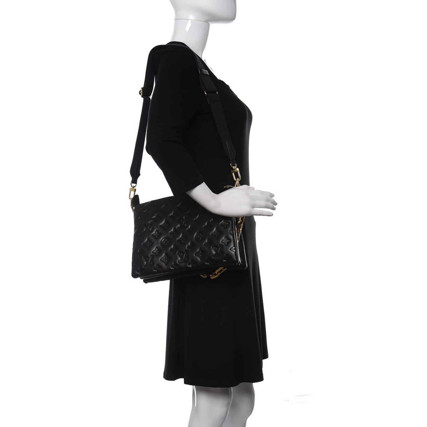 Lambskin Embossed Monogram Coussin PM Black