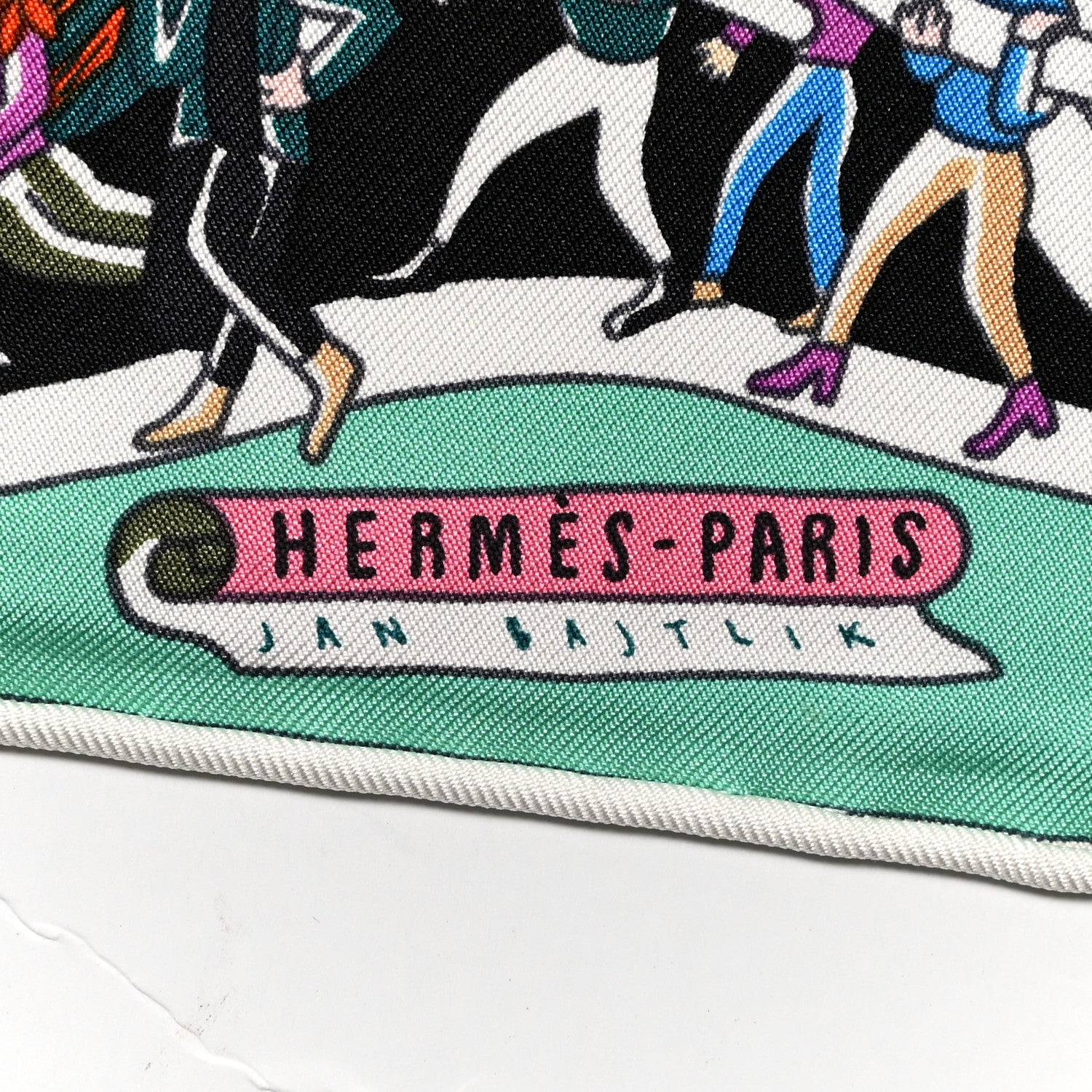 Hermes Silk Exposition Universelle Scarf 90 Black Vert Jaune 2 of 5