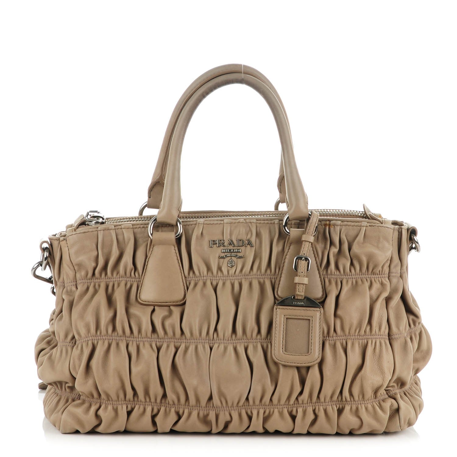 Prada Nappa Gaufre Double Zip Tote Argilla 1 of 15