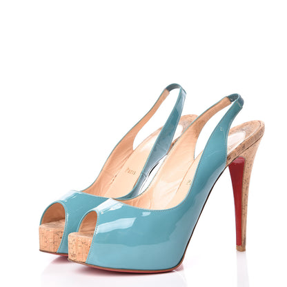 Christian Louboutin Patent Cork So Private 120 Pumps 38.5 Blue 3 of 16