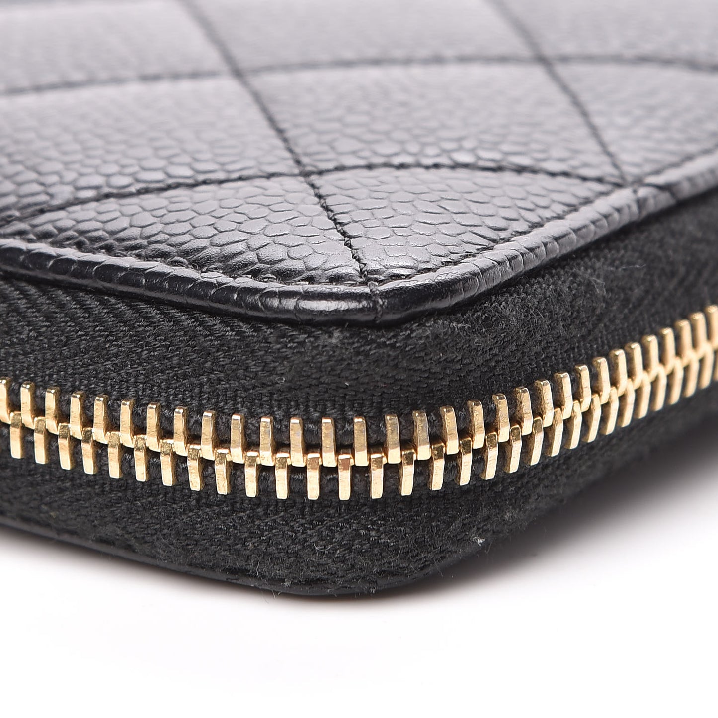 Caviar Quilted Large Zip Around Organizer Wallet Black