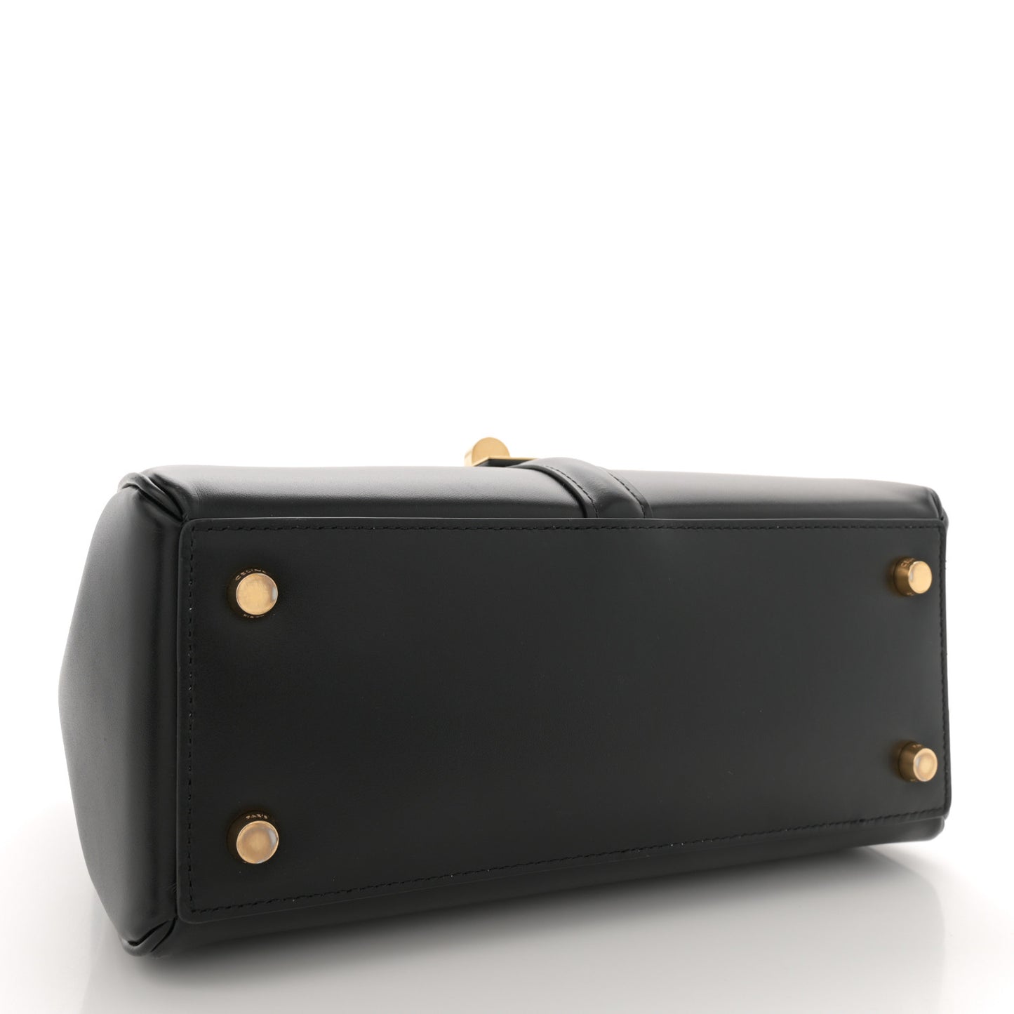 Satinated Calfskin Small 16 Top Handle Bag Black